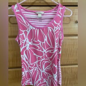 Banana Republic Pink Sleeveless Top Floral Front Striped Back XS